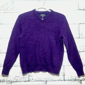 Logan Hill Cashmere V-Neck Sweater Rich Purple Size Medium (38-40) Men’s Knit